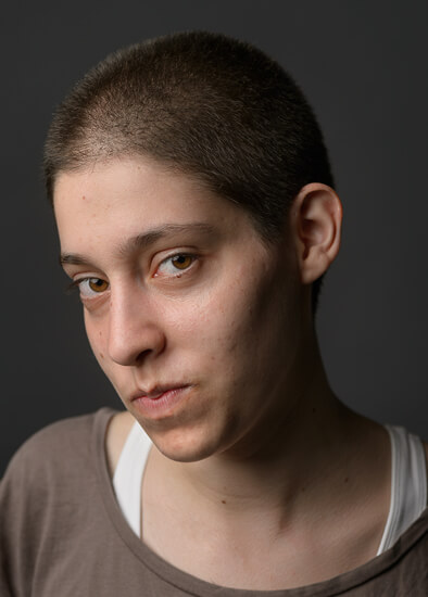 Mimi after donating her hair.