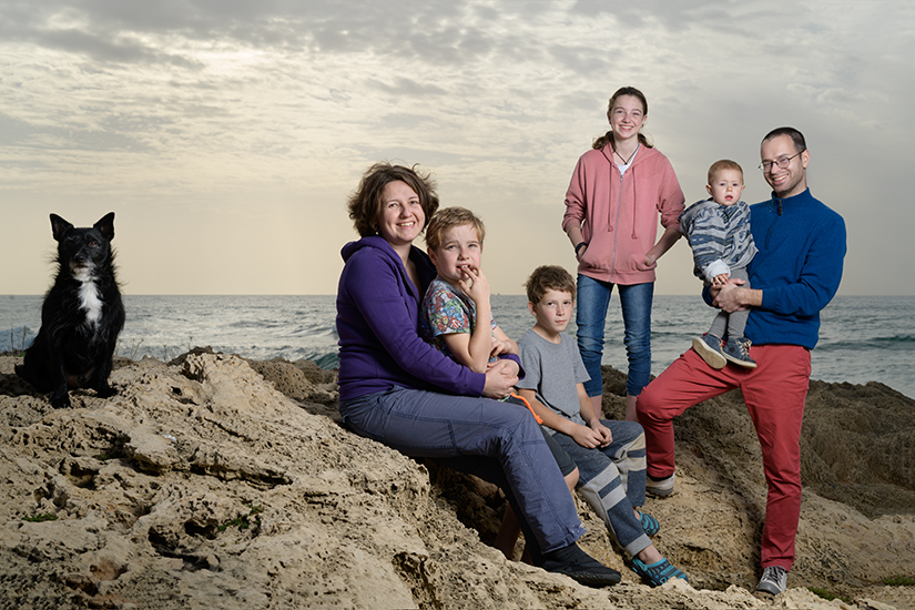 The Dumanski Family with their dog, Chuck,  Dor Habonim Beach February 2019 