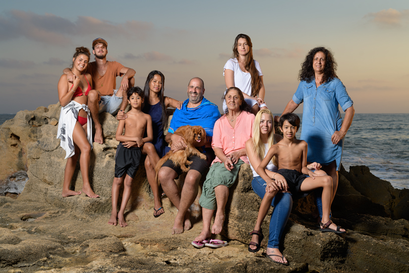 Grandma Edna Hasson with the families of her son Amos, and her daughter, Mazzy. Rosh Hanikra, July 2020